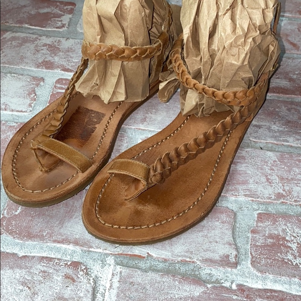 Leather braided sandals